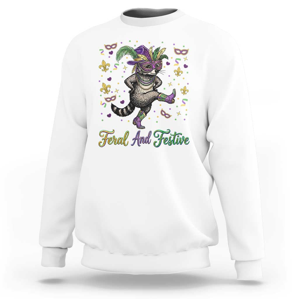 Mardi Gras Raccoon Sweatshirt Feral And Festive