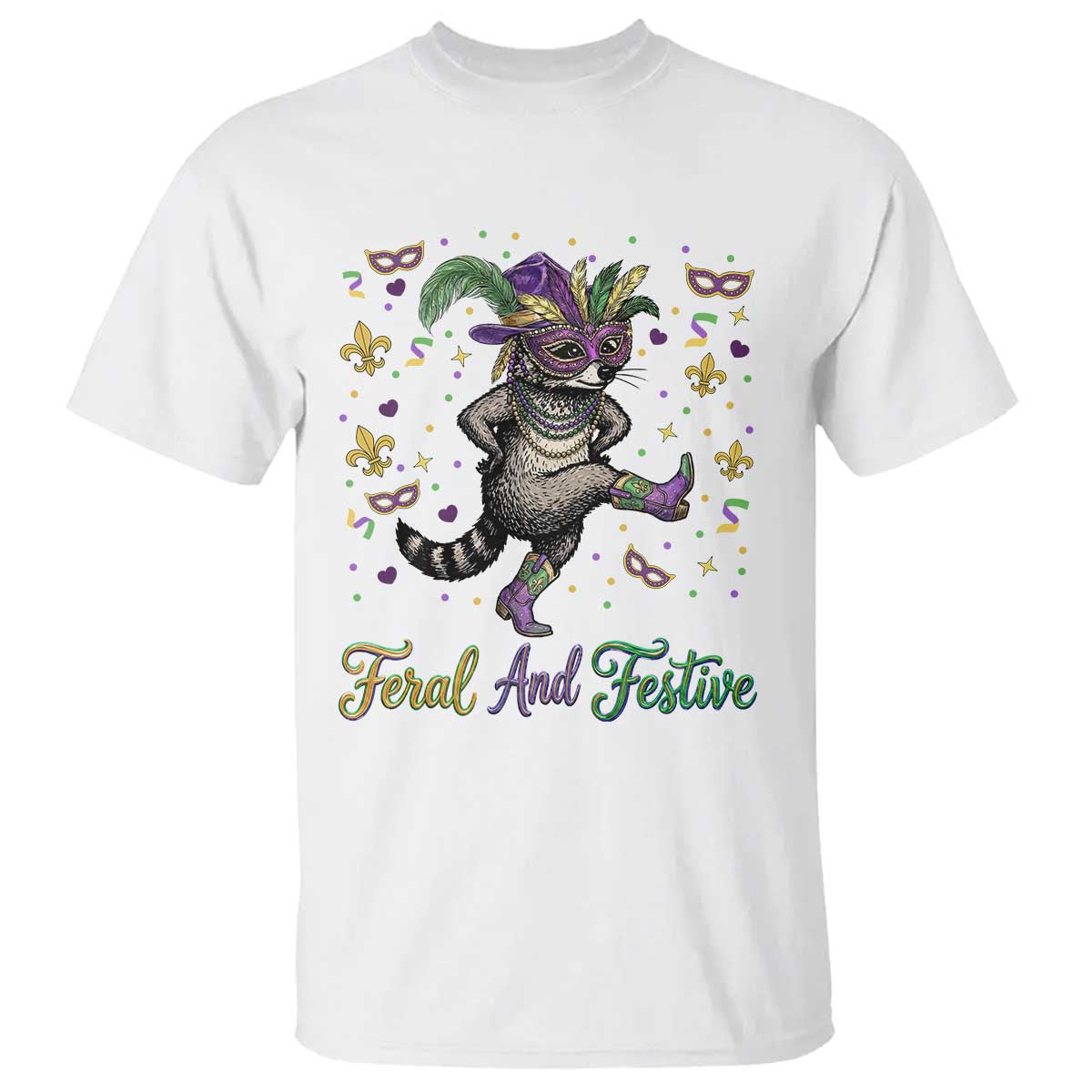 Mardi Gras Raccoon T Shirt Feral And Festive