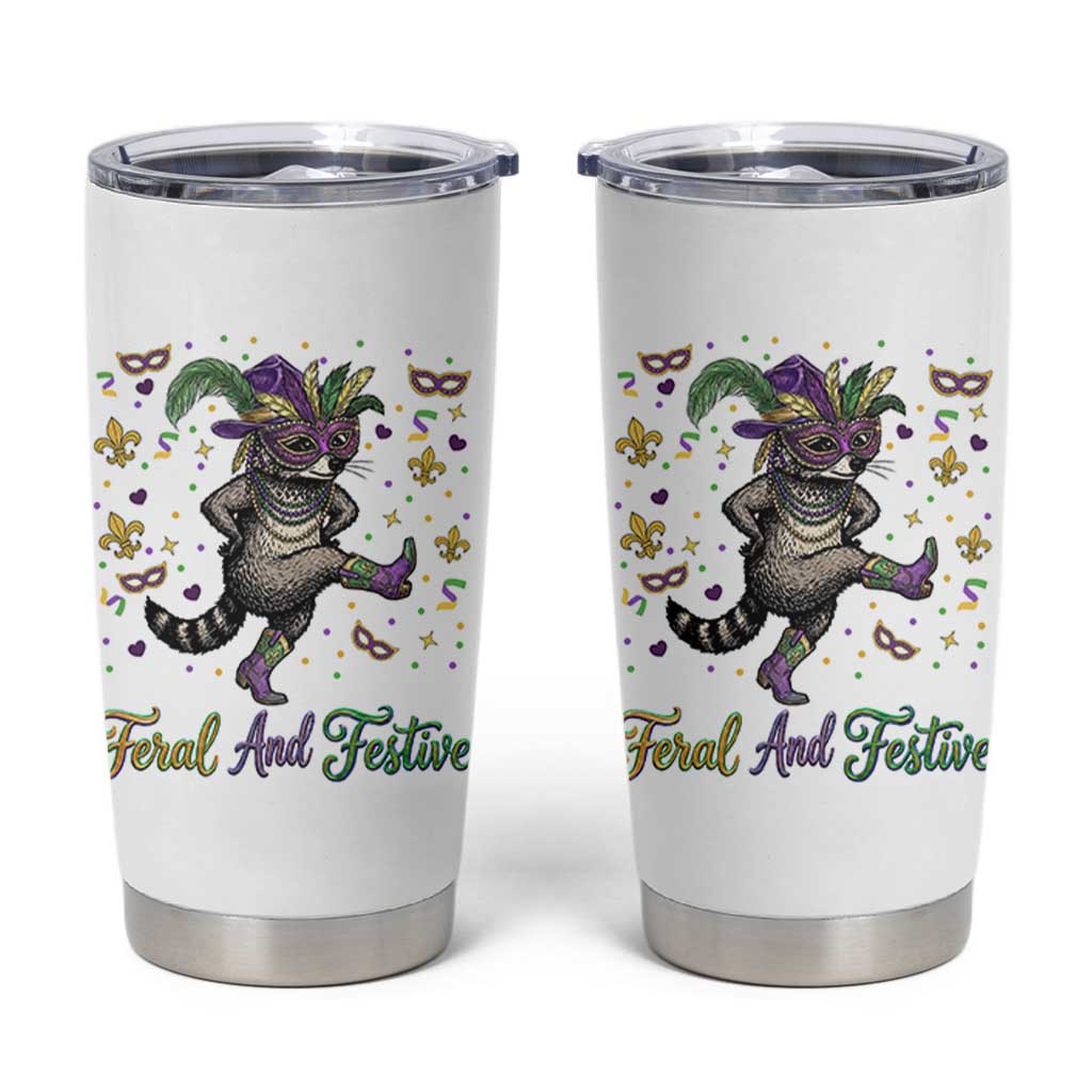 Mardi Gras Raccoon Tumbler Cup Feral And Festive