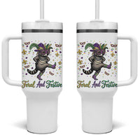 Mardi Gras Raccoon Tumbler With Handle Feral And Festive