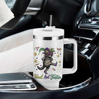 Mardi Gras Raccoon Tumbler With Handle Feral And Festive