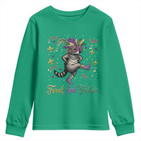 Mardi Gras Raccoon Youth Sweatshirt Feral And Festive