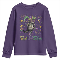 Mardi Gras Raccoon Youth Sweatshirt Feral And Festive