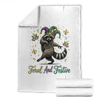 Mardi Gras Raccoon Throw Blanket Feral And Festive Trased Panda