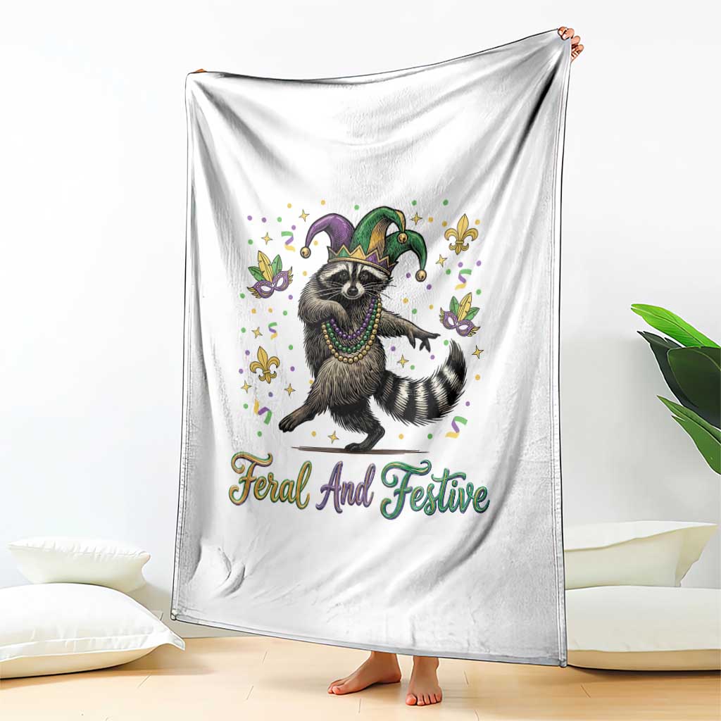 Mardi Gras Raccoon Throw Blanket Feral And Festive Trased Panda