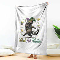 Mardi Gras Raccoon Throw Blanket Feral And Festive Trased Panda