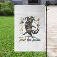 Mardi Gras Raccoon Garden Flag Feral And Festive Trased Panda