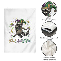 Mardi Gras Raccoon Garden Flag Feral And Festive Trased Panda