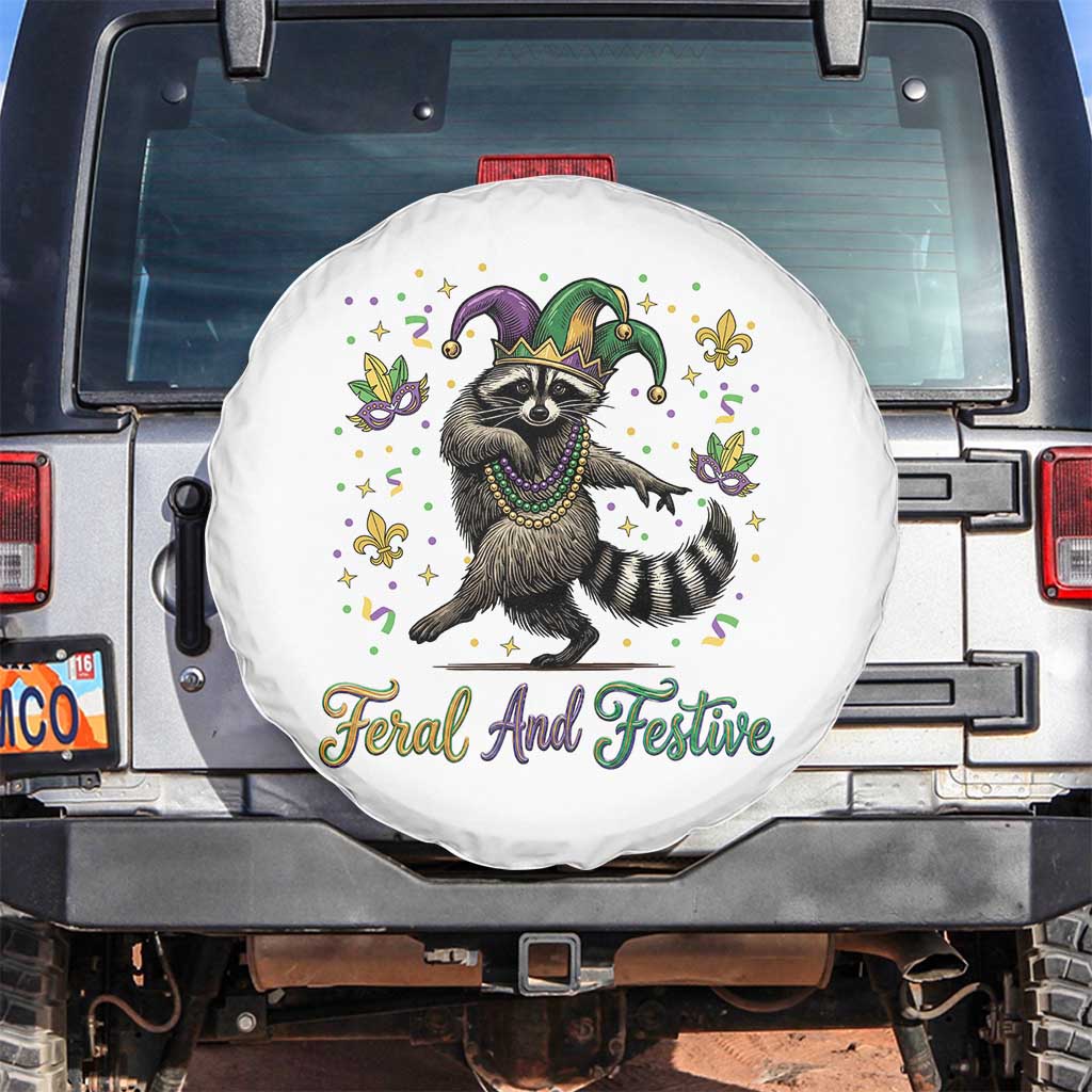Mardi Gras Raccoon Spare Tire Cover Feral And Festive Trased Panda