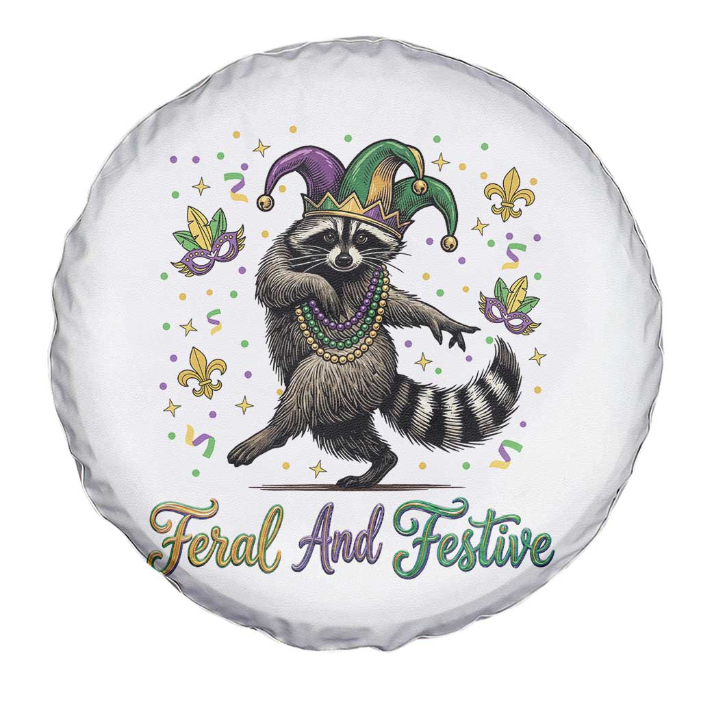 Mardi Gras Raccoon Spare Tire Cover Feral And Festive Trased Panda