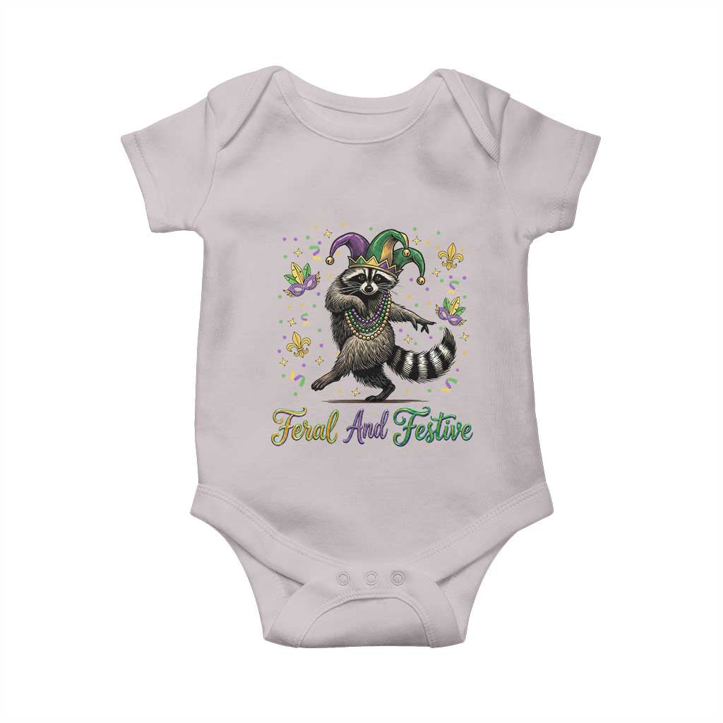 Mardi Gras Raccoon Baby Onesie Feral And Festive Trased Panda
