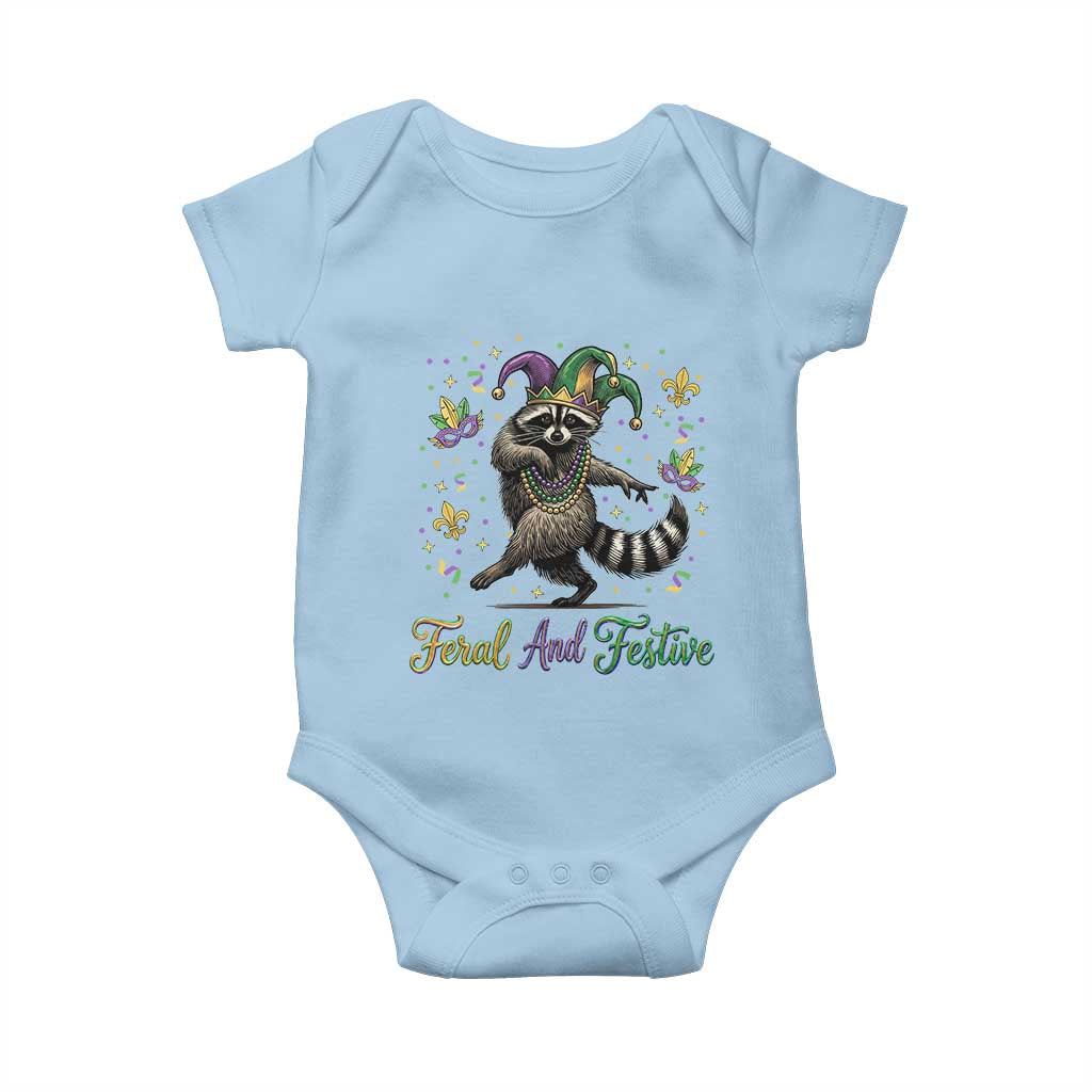 Mardi Gras Raccoon Baby Onesie Feral And Festive Trased Panda