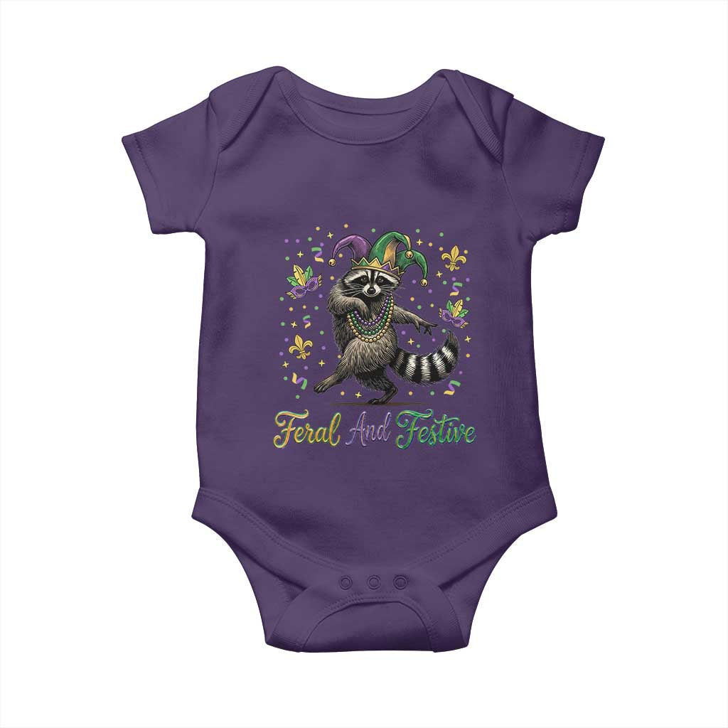 Mardi Gras Raccoon Baby Onesie Feral And Festive Trased Panda