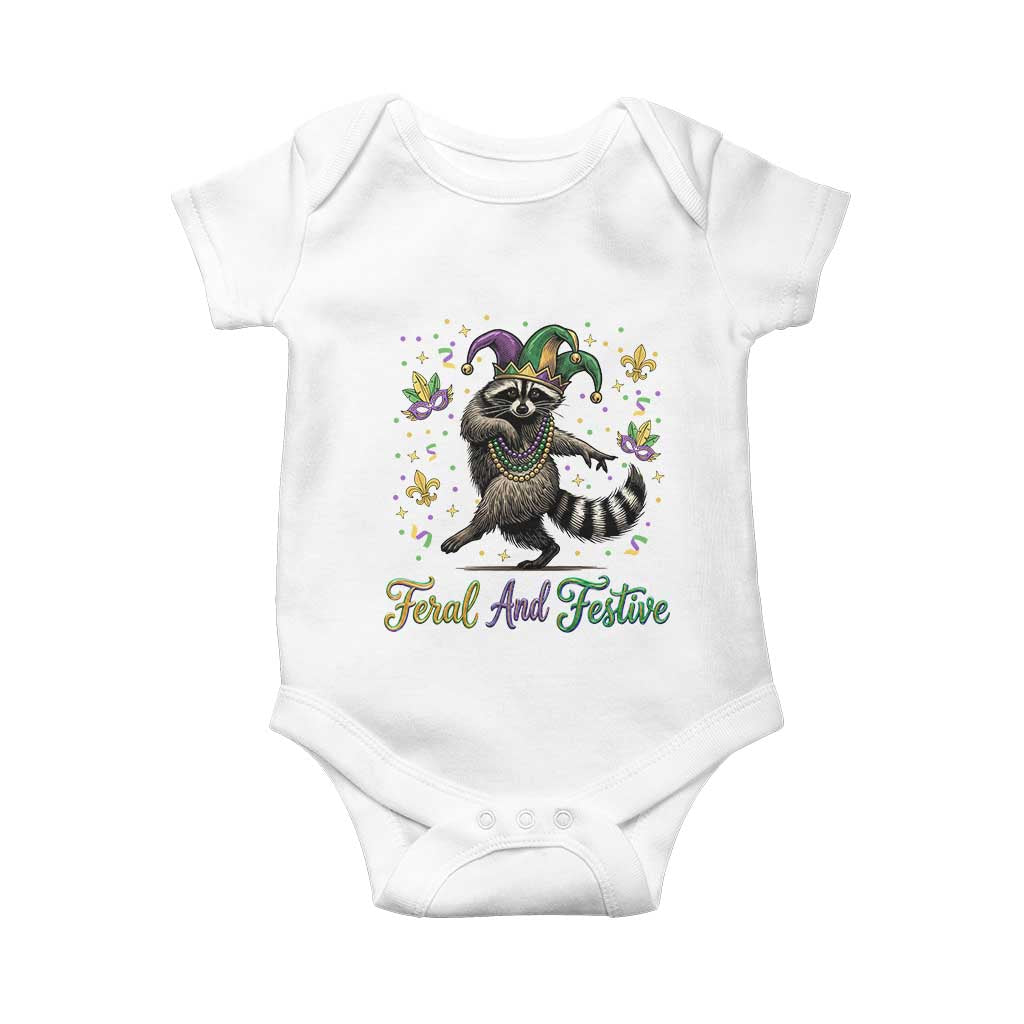 Mardi Gras Raccoon Baby Onesie Feral And Festive Trased Panda