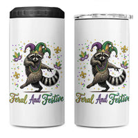 Mardi Gras Raccoon 4 in 1 Can Cooler Tumbler Feral And Festive Trased Panda