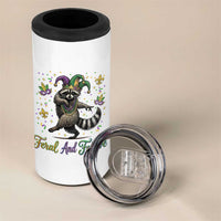 Mardi Gras Raccoon 4 in 1 Can Cooler Tumbler Feral And Festive Trased Panda
