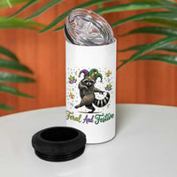 Mardi Gras Raccoon 4 in 1 Can Cooler Tumbler Feral And Festive Trased Panda