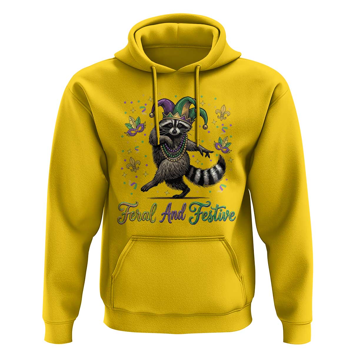 Mardi Gras Raccoon Hoodie Feral And Festive Trased Panda
