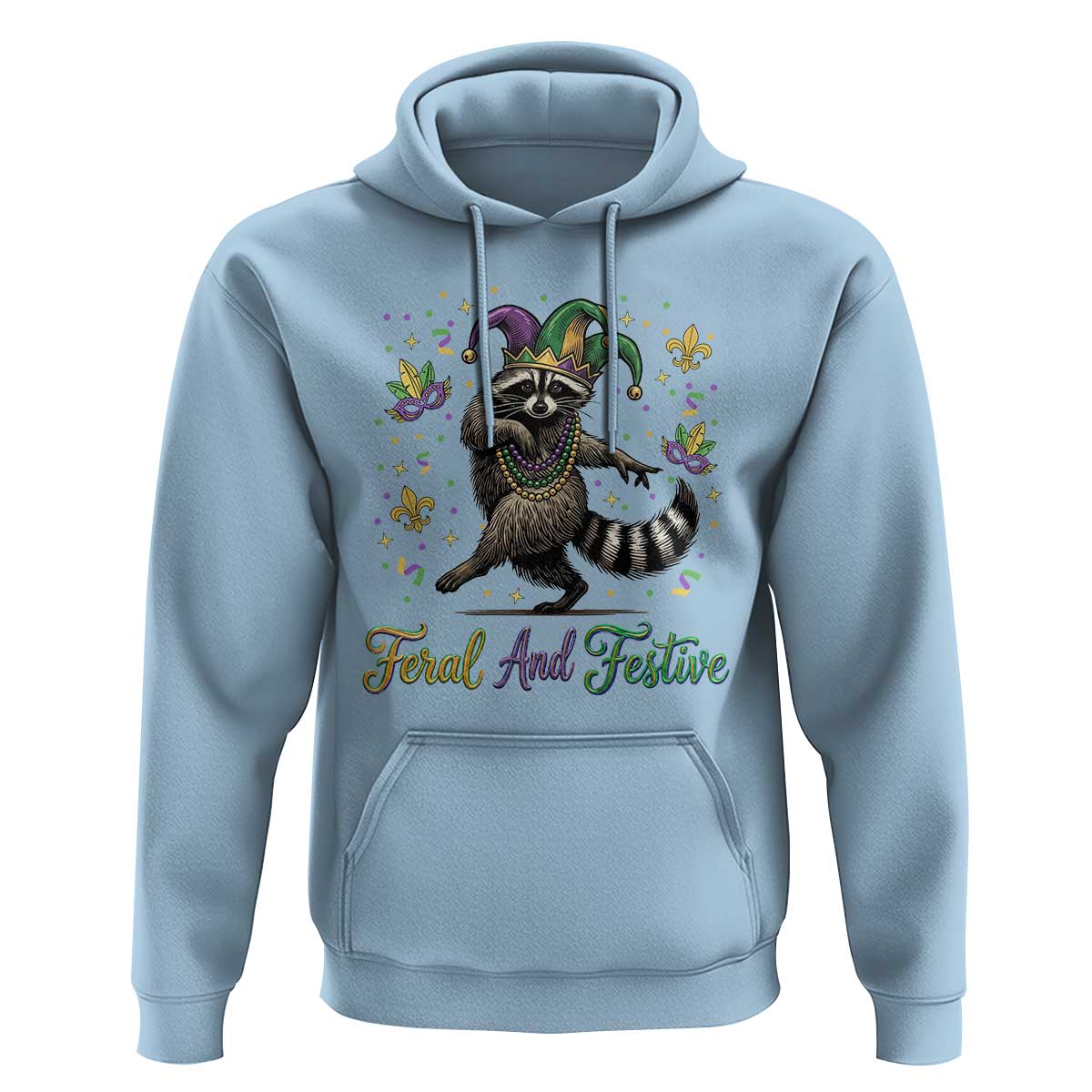 Mardi Gras Raccoon Hoodie Feral And Festive Trased Panda