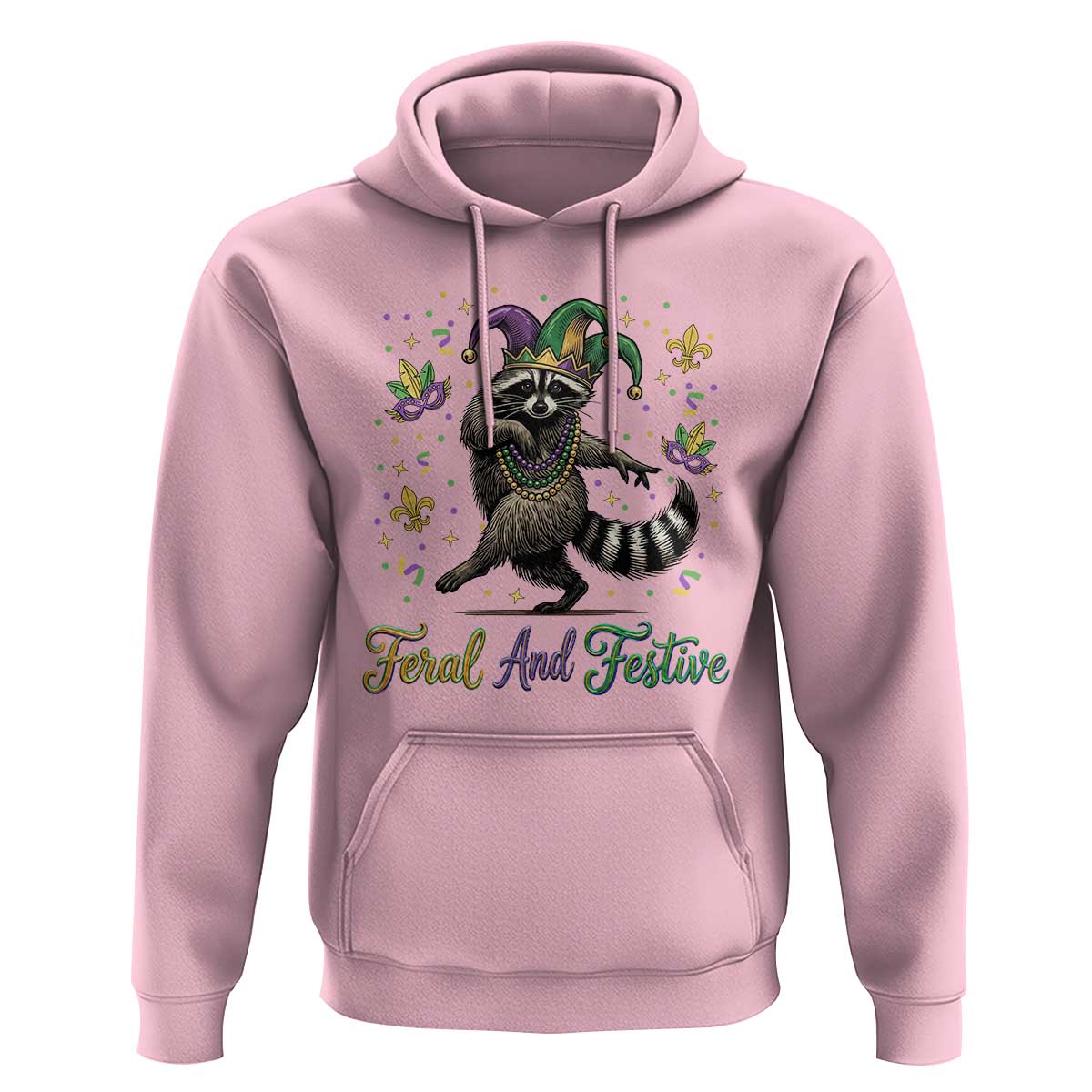 Mardi Gras Raccoon Hoodie Feral And Festive Trased Panda