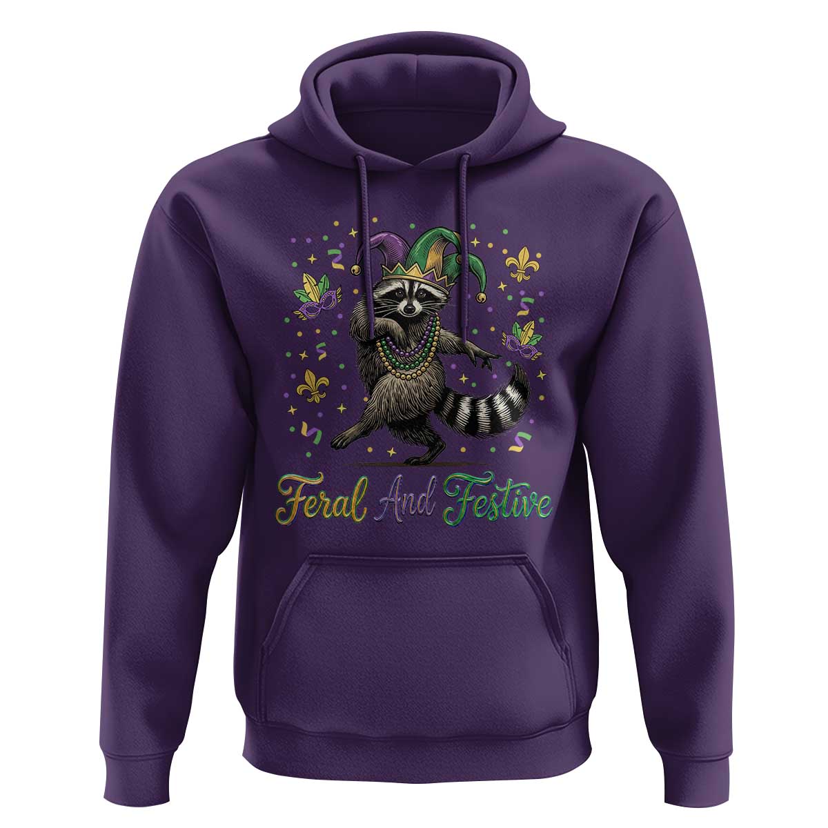 Mardi Gras Raccoon Hoodie Feral And Festive Trased Panda