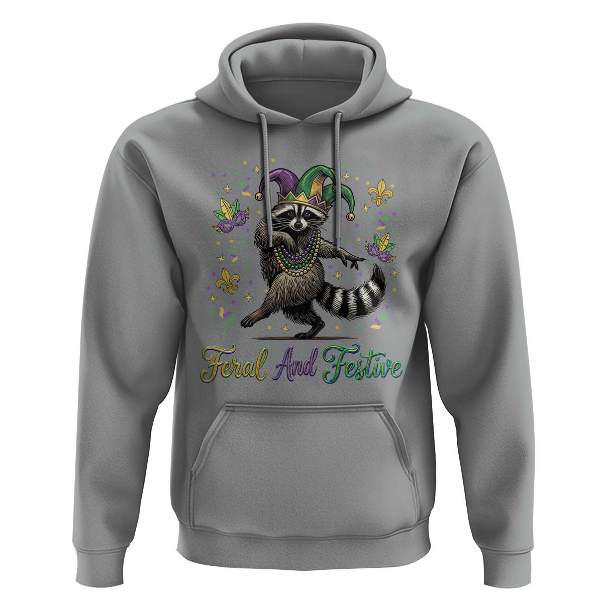 Mardi Gras Raccoon Hoodie Feral And Festive Trased Panda
