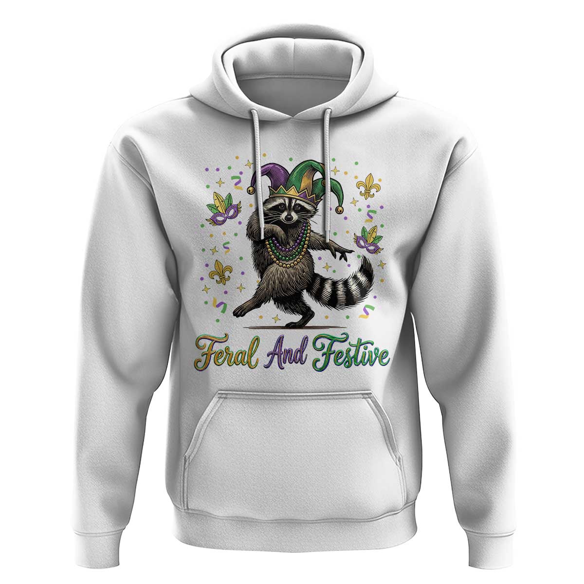 Mardi Gras Raccoon Hoodie Feral And Festive Trased Panda