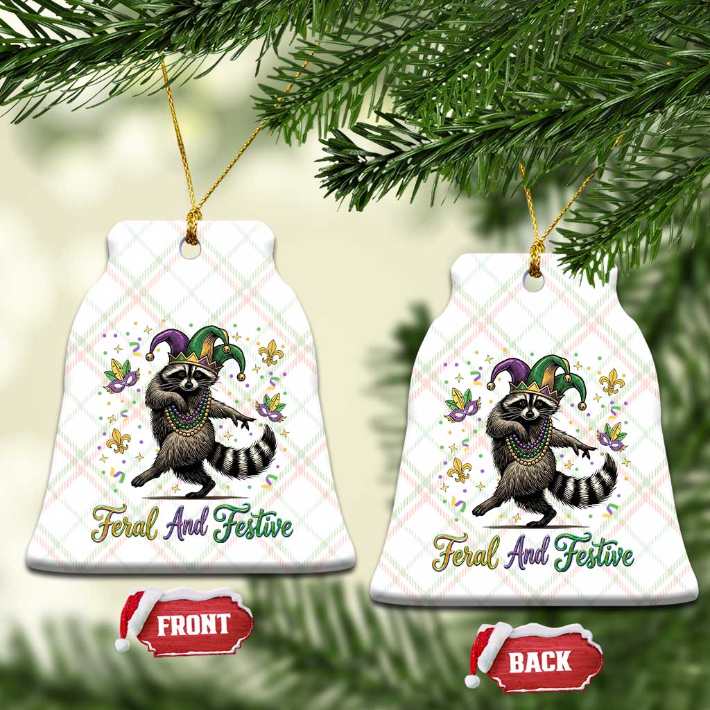 Mardi Gras Raccoon Ceramic Ornament Feral And Festive Trased Panda