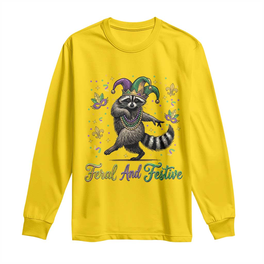 Mardi Gras Raccoon Long Sleeve Shirt Feral And Festive Trased Panda