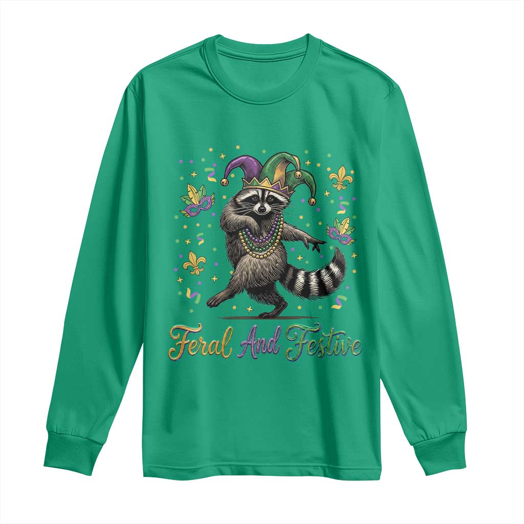 Mardi Gras Raccoon Long Sleeve Shirt Feral And Festive Trased Panda