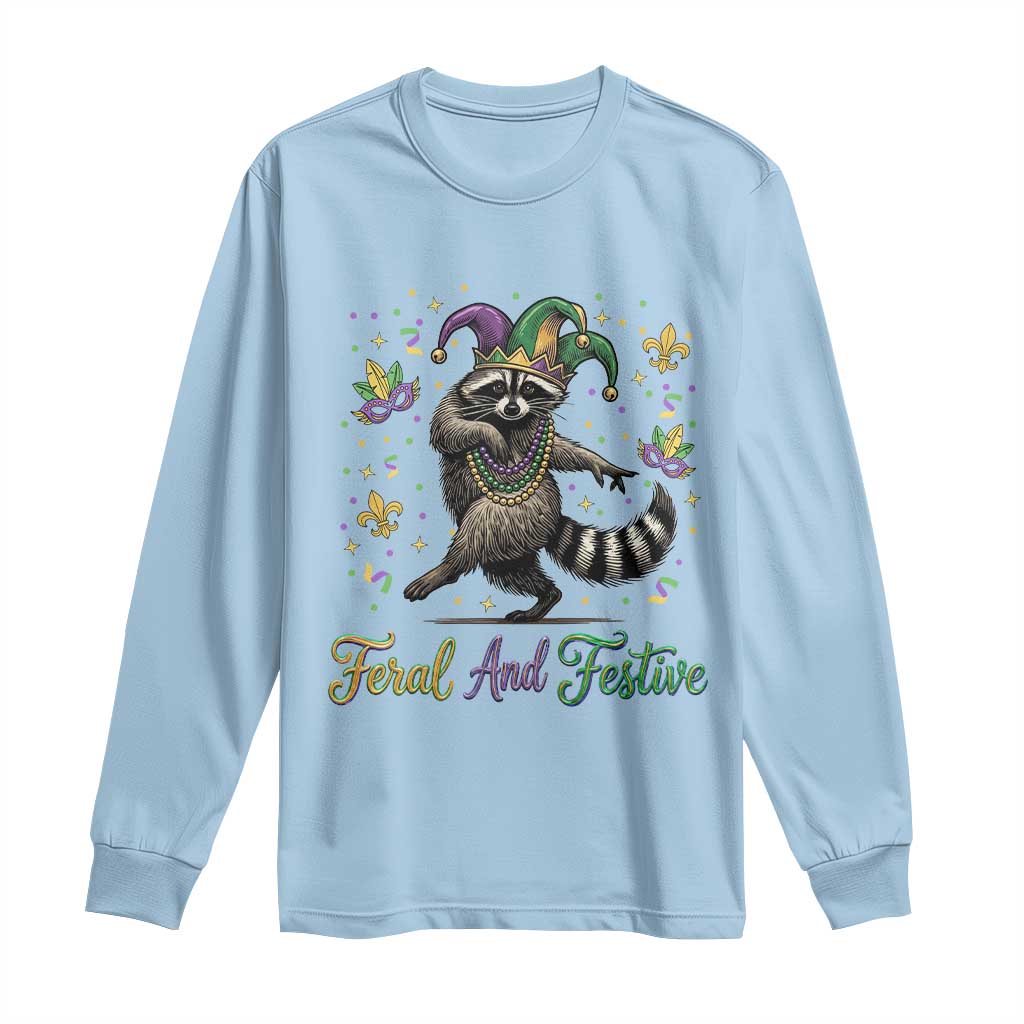 Mardi Gras Raccoon Long Sleeve Shirt Feral And Festive Trased Panda