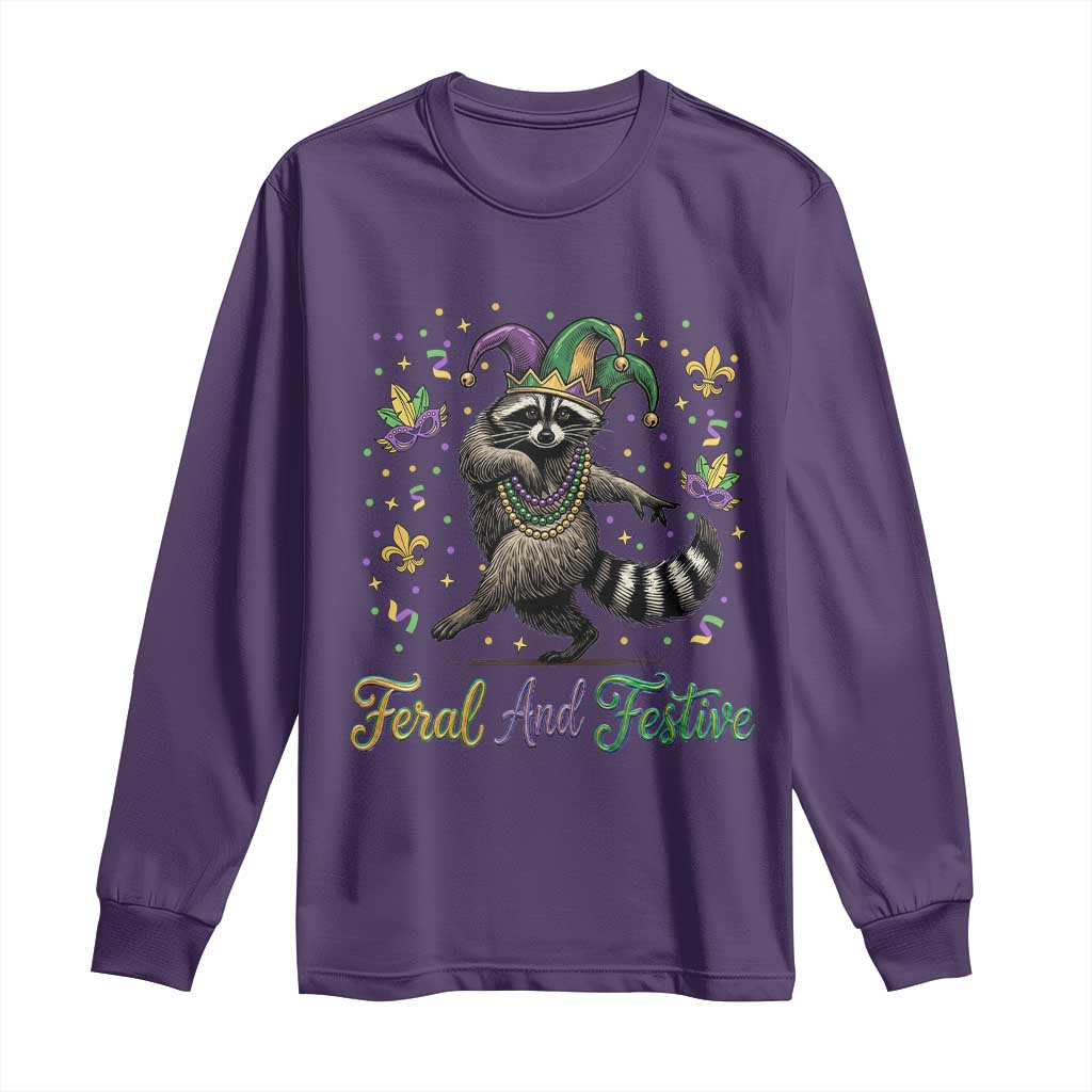 Mardi Gras Raccoon Long Sleeve Shirt Feral And Festive Trased Panda