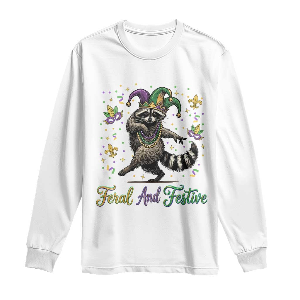 Mardi Gras Raccoon Long Sleeve Shirt Feral And Festive Trased Panda