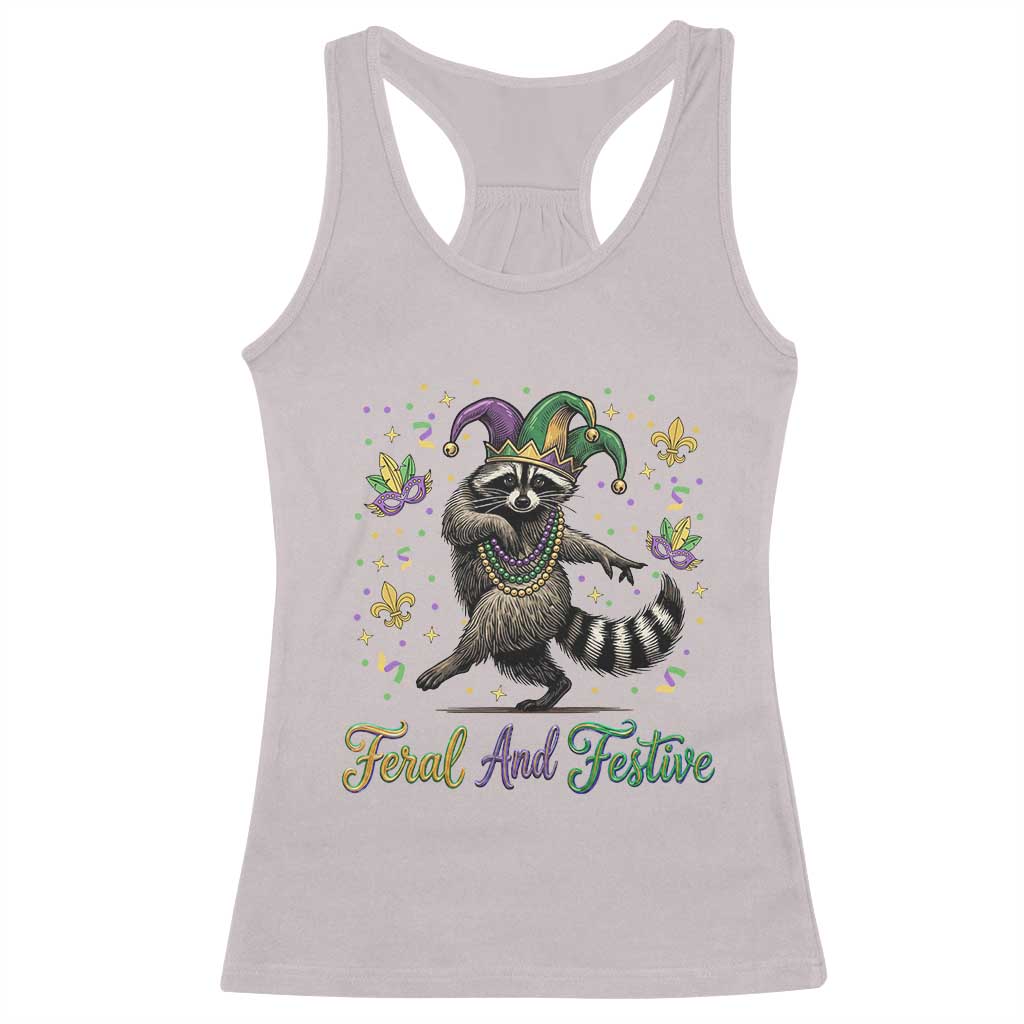 Mardi Gras Raccoon Racerback Tank Top Feral And Festive Trased Panda
