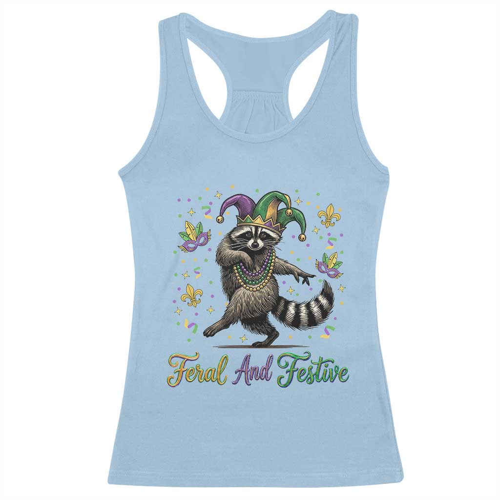Mardi Gras Raccoon Racerback Tank Top Feral And Festive Trased Panda