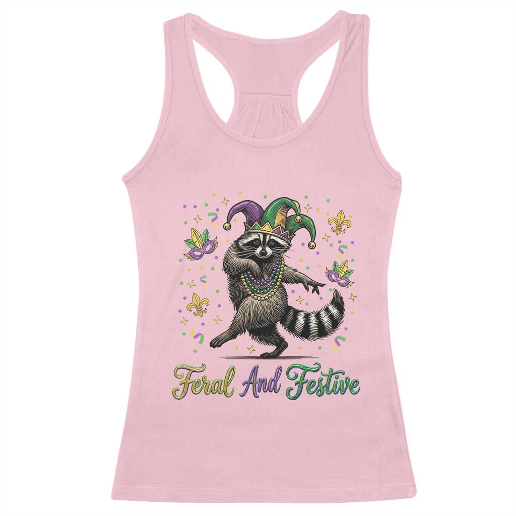 Mardi Gras Raccoon Racerback Tank Top Feral And Festive Trased Panda