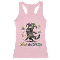 Mardi Gras Raccoon Racerback Tank Top Feral And Festive Trased Panda