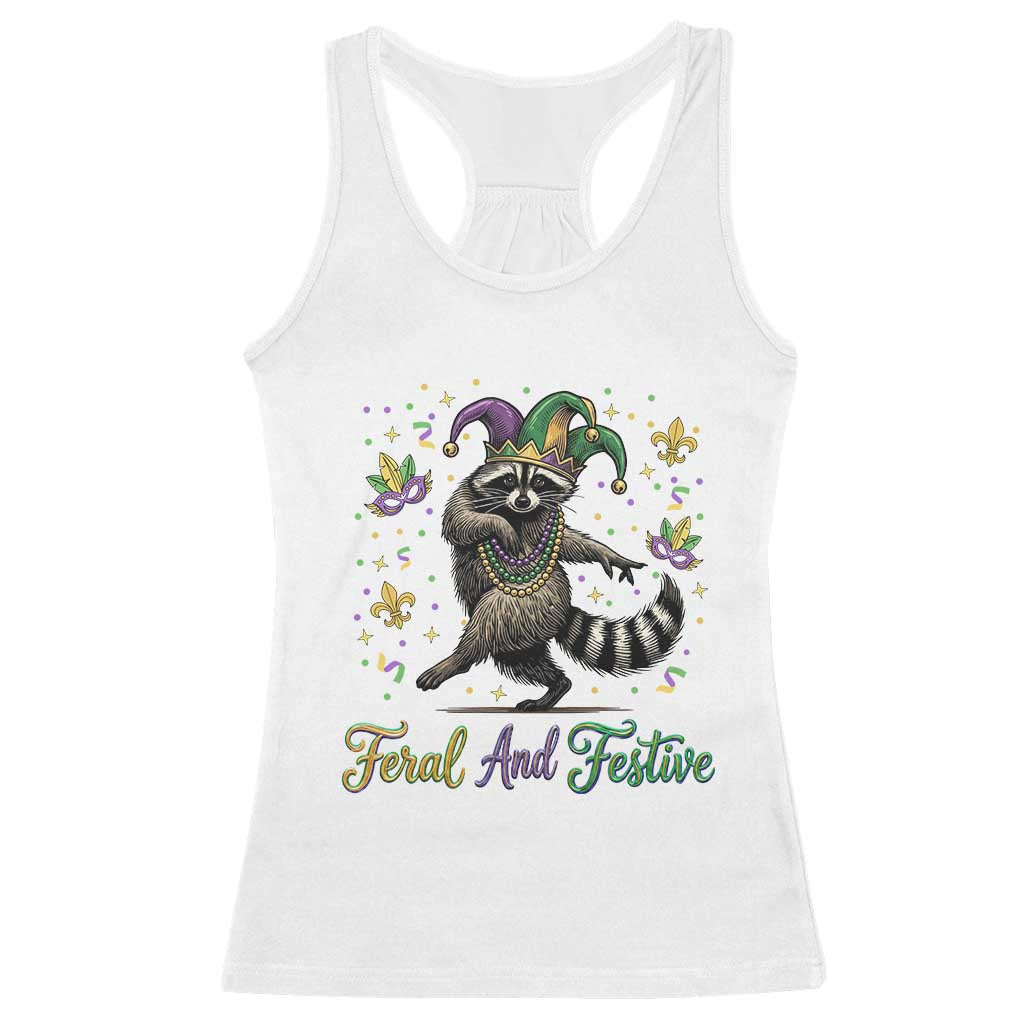Mardi Gras Raccoon Racerback Tank Top Feral And Festive Trased Panda