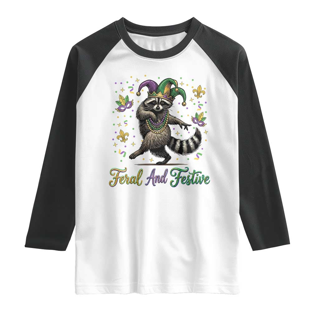 Mardi Gras Raccoon Raglan Shirt Feral And Festive Trased Panda