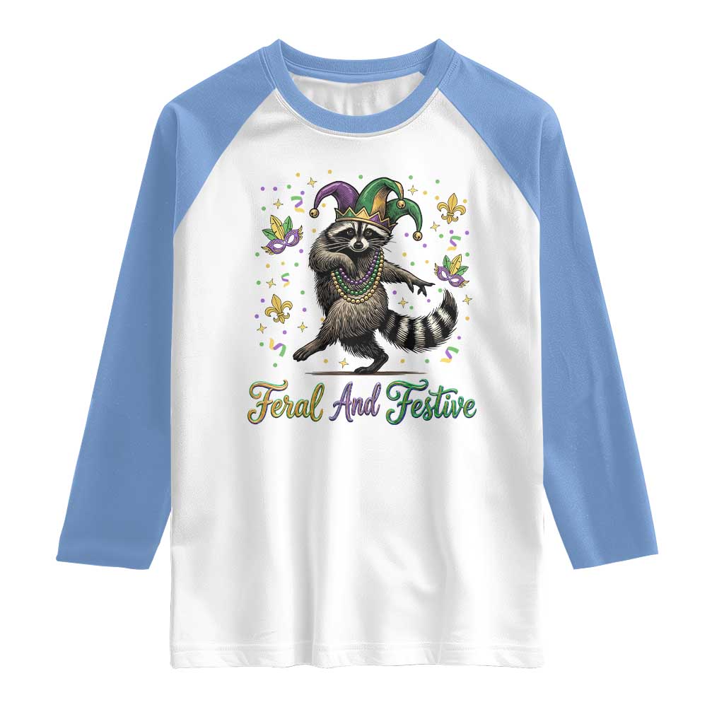 Mardi Gras Raccoon Raglan Shirt Feral And Festive Trased Panda