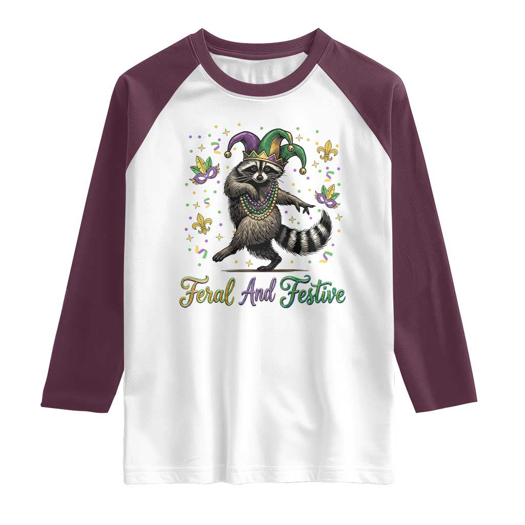 Mardi Gras Raccoon Raglan Shirt Feral And Festive Trased Panda