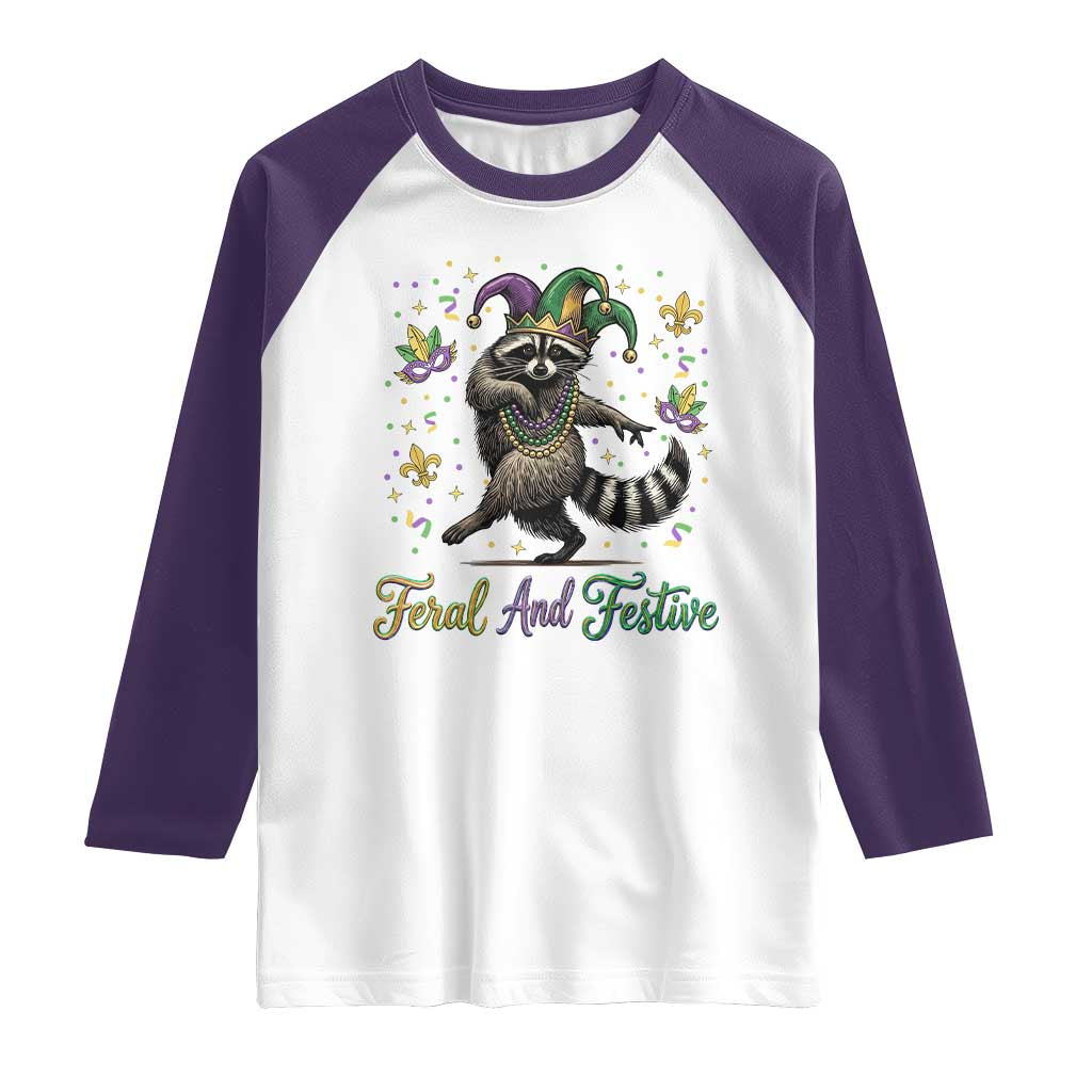 Mardi Gras Raccoon Raglan Shirt Feral And Festive Trased Panda