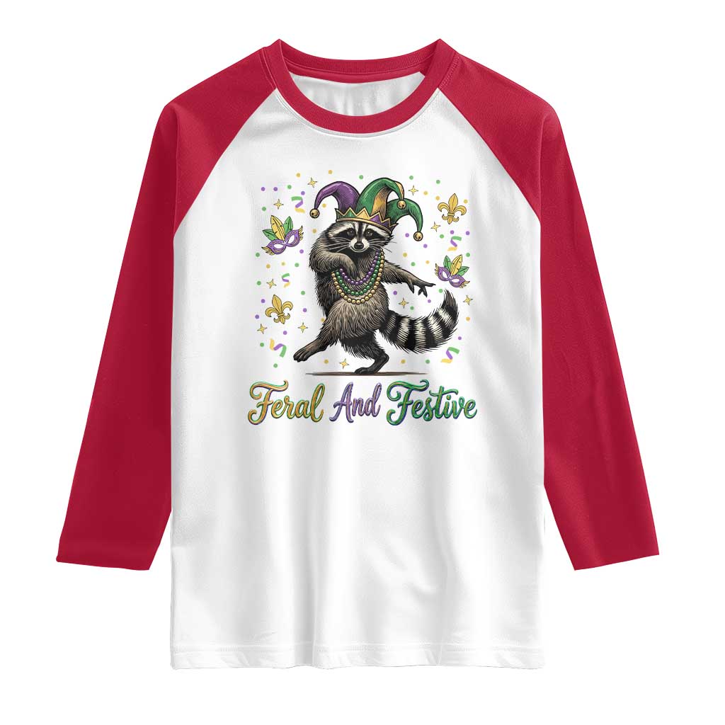 Mardi Gras Raccoon Raglan Shirt Feral And Festive Trased Panda