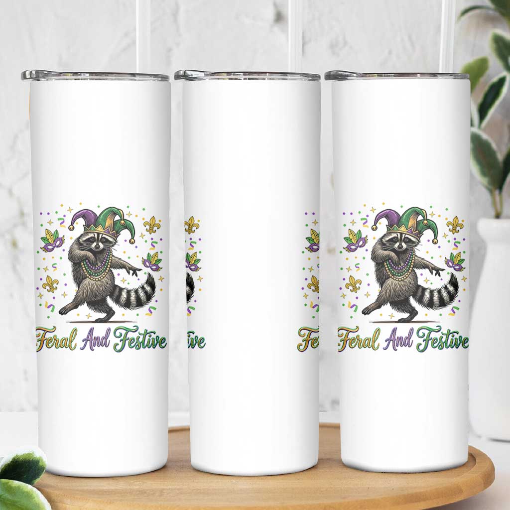 Mardi Gras Raccoon Skinny Tumbler Feral And Festive Trased Panda