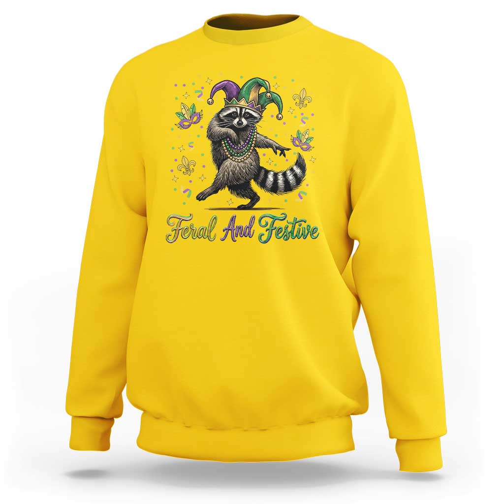 Mardi Gras Raccoon Sweatshirt Feral And Festive Trased Panda