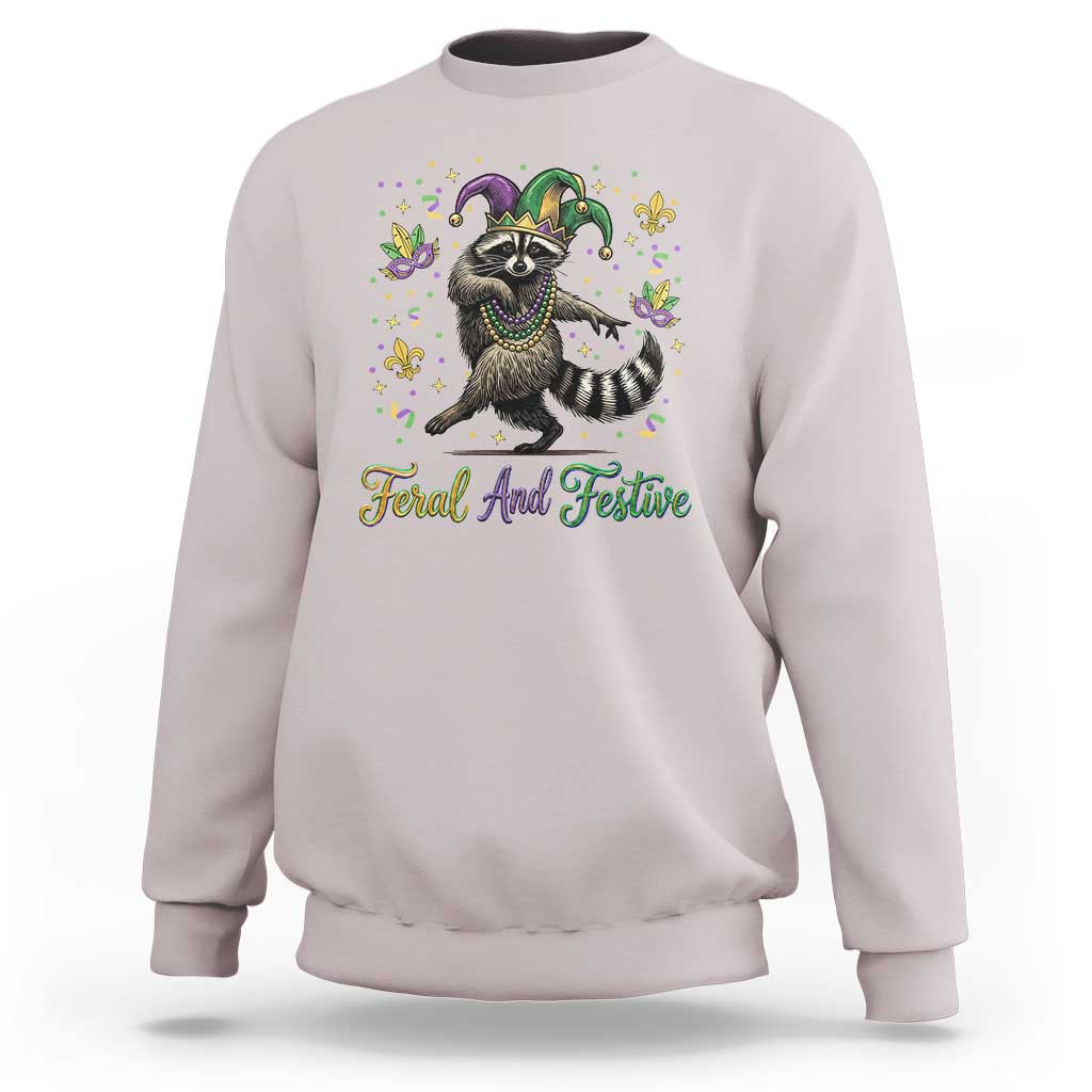 Mardi Gras Raccoon Sweatshirt Feral And Festive Trased Panda