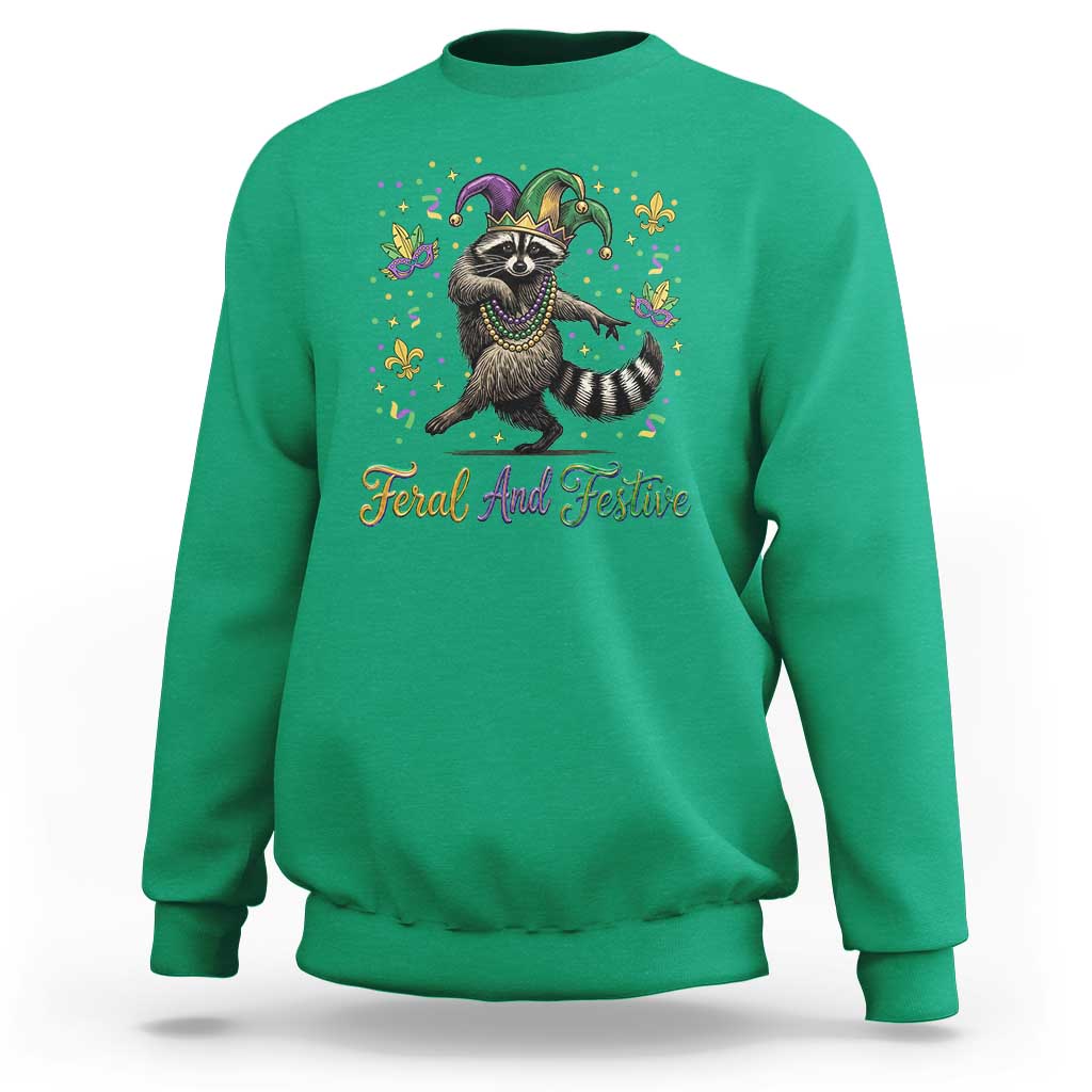 Mardi Gras Raccoon Sweatshirt Feral And Festive Trased Panda