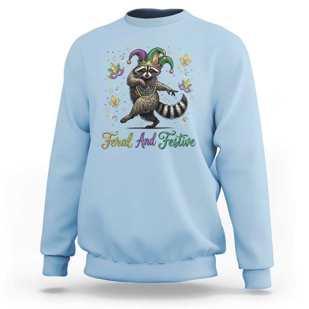 Mardi Gras Raccoon Sweatshirt Feral And Festive Trased Panda