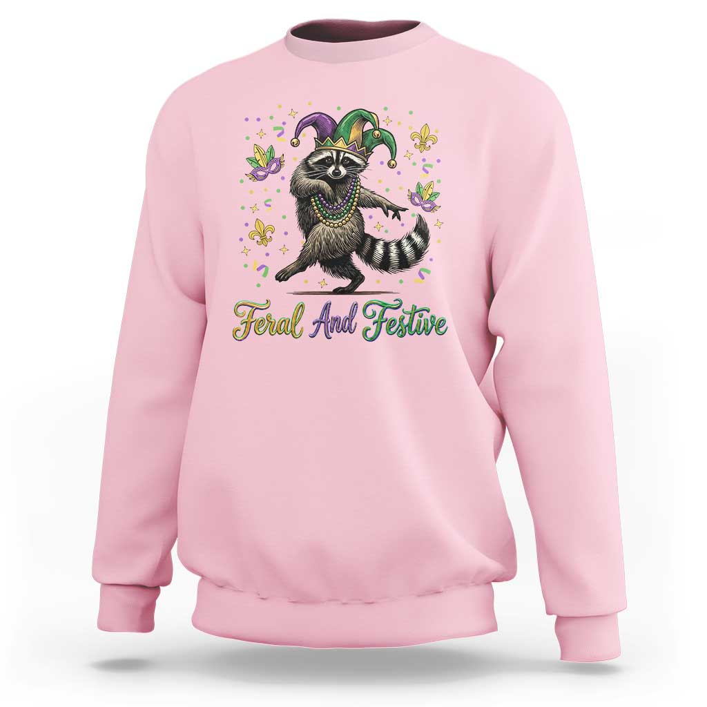 Mardi Gras Raccoon Sweatshirt Feral And Festive Trased Panda