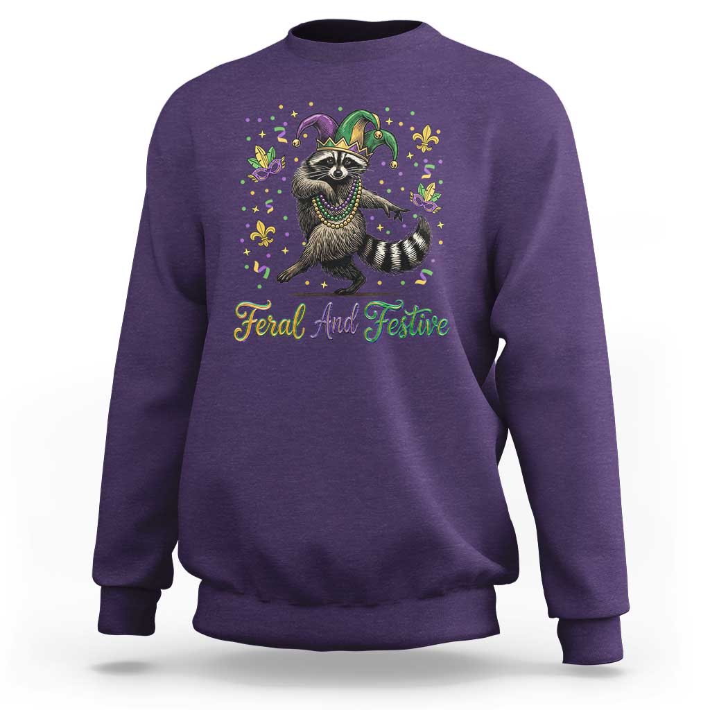 Mardi Gras Raccoon Sweatshirt Feral And Festive Trased Panda